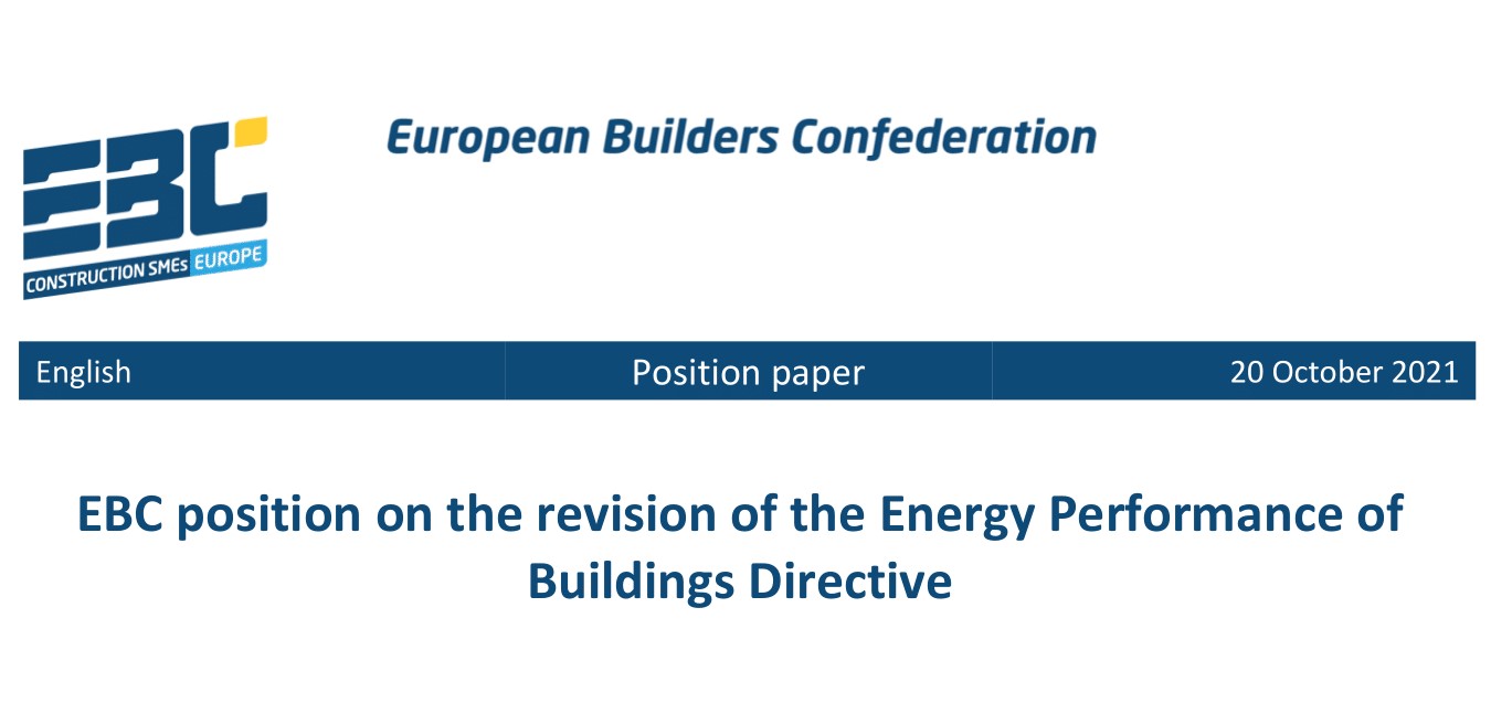 Energy Efficiency: Construction SMEs call for proportionate and realistic measures in their new position on the EPBD revision