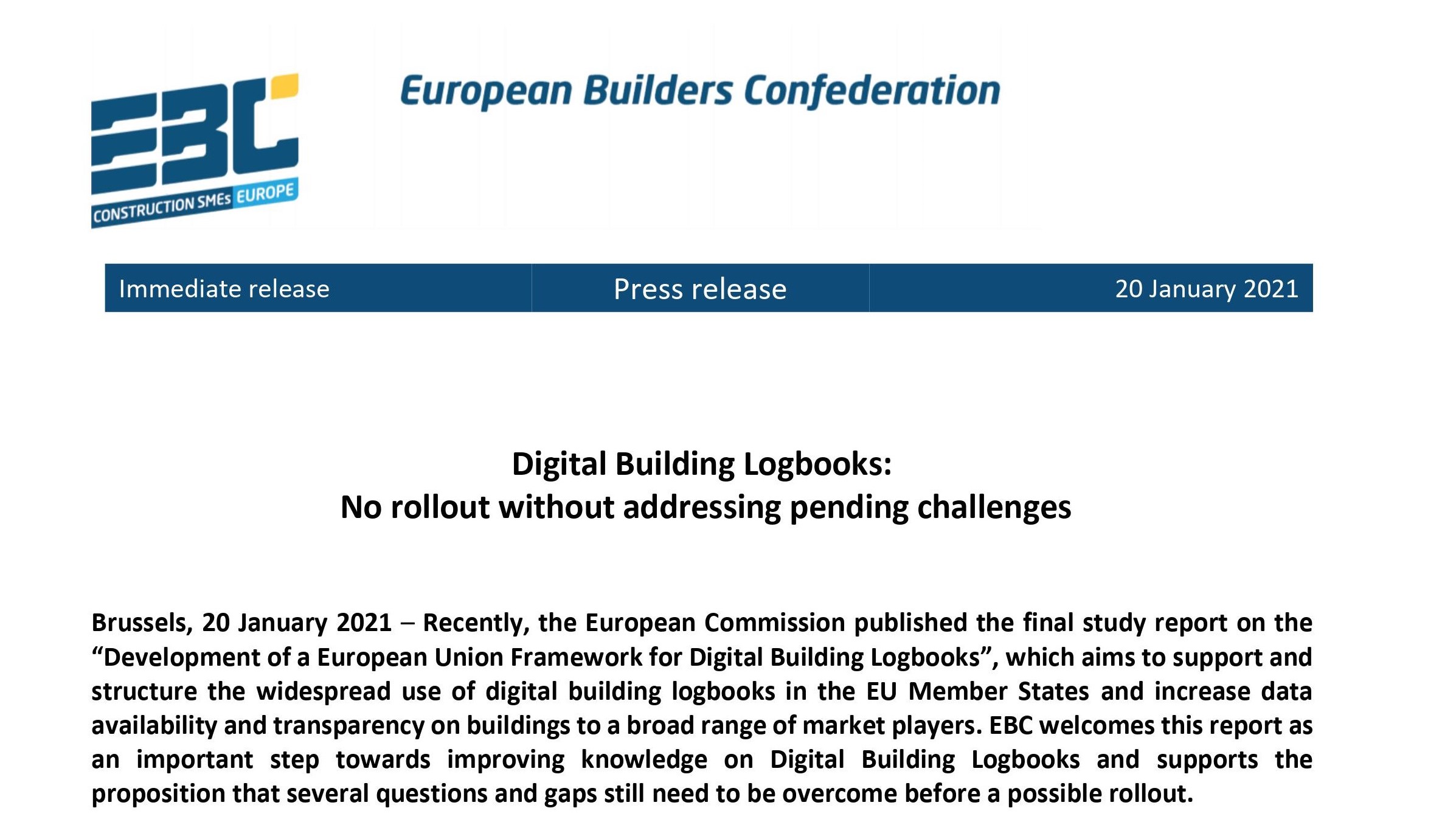 Digital Building Logbooks: No rollout without addressing pending challenges