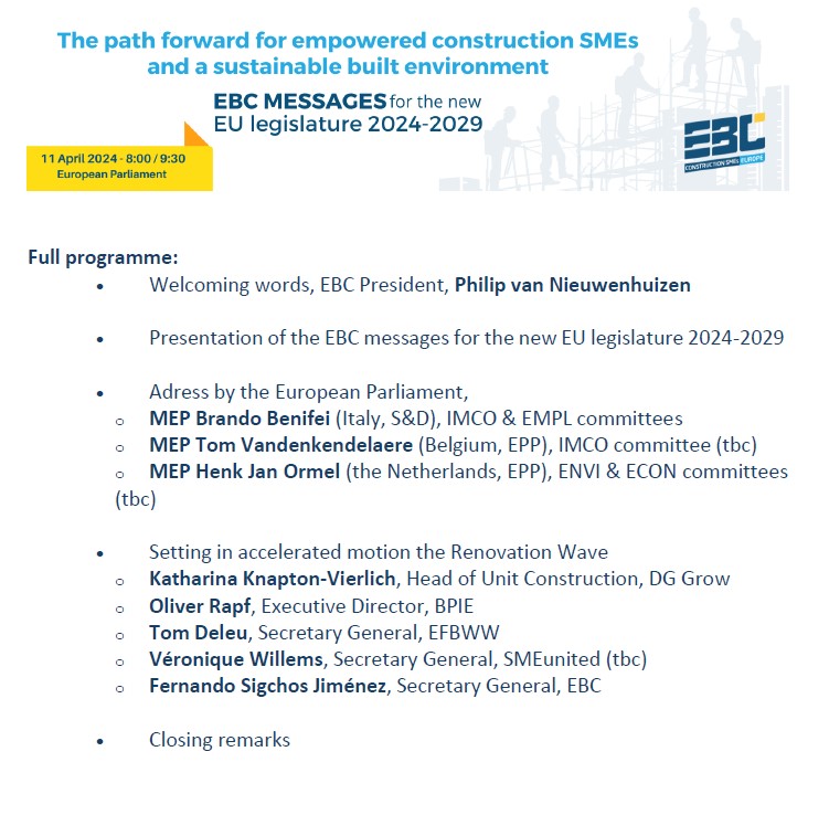 EBC breakfast in European Parliament to launch messages for 2024-29 EU mandate: Register now