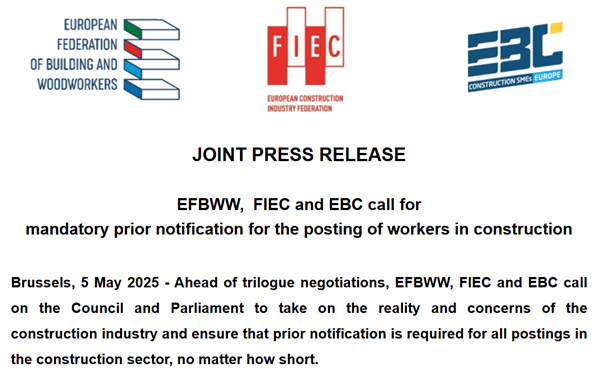Labour Market: Mandatory prior notification for the posting of workers in construction