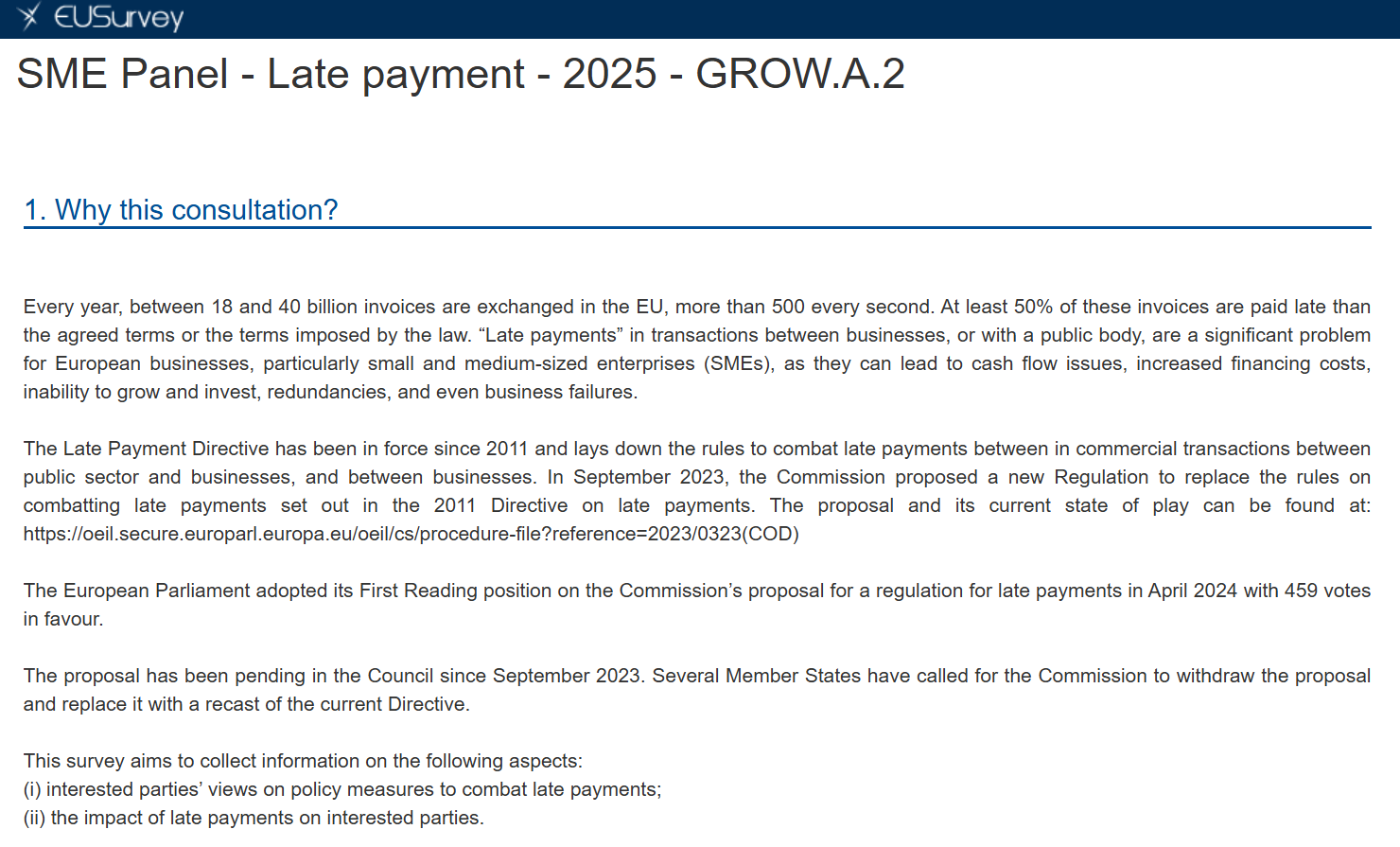 Late Payments: European Commission launches SME Survey